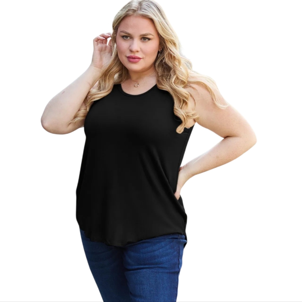 Basic Bae Black Flowy Sleeveless Tank Top Casual Layering Basic New